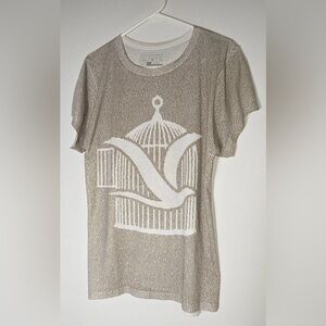 Lithograph Shirt Bird Flying Out Of Cage Womans XXL Wearable Art